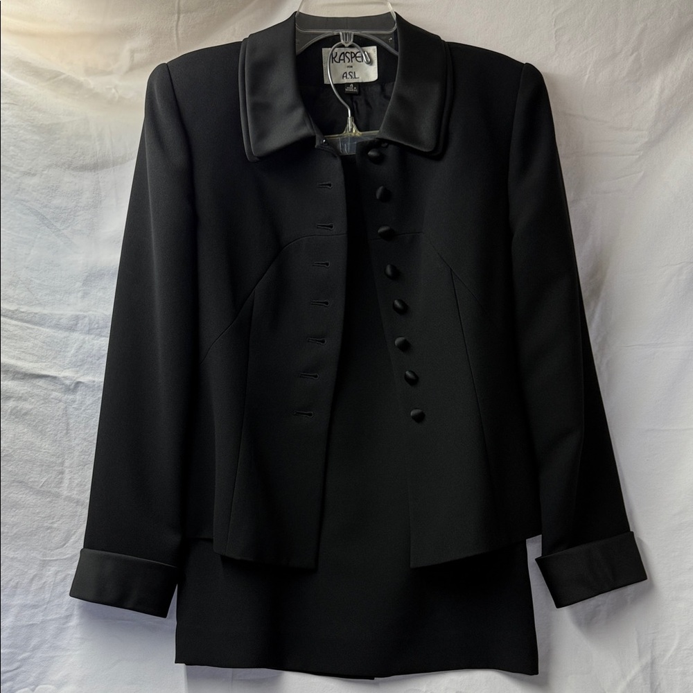 Kasper Women's Black Skirt Suit with Satin Trim